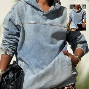 SHEIN Light Blue Denim Hoodie